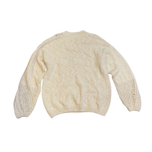 Miss Me Open Weave Cable Knit Crewneck Sweater Size Medium Preppy Fisherman - Picture 2 of 5